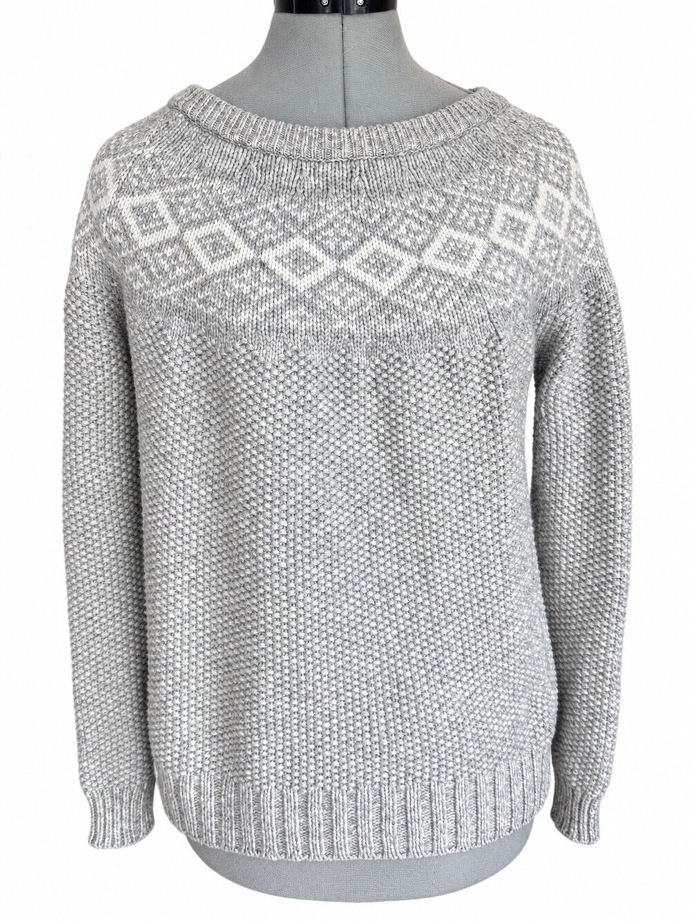 Marine Layer Gray Fair Isle Textured Knit Sweater